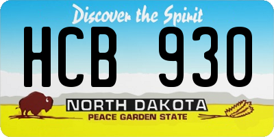 ND license plate HCB930