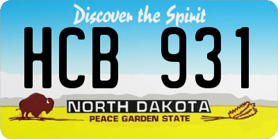 ND license plate HCB931