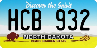 ND license plate HCB932