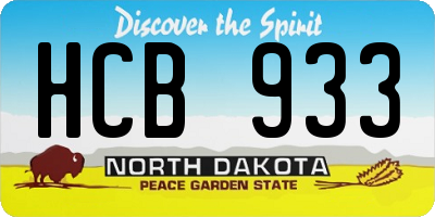 ND license plate HCB933