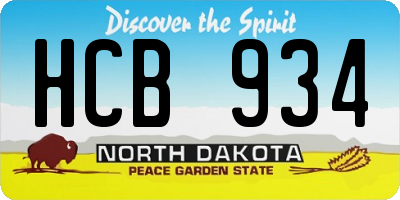 ND license plate HCB934