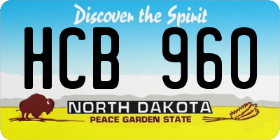 ND license plate HCB960