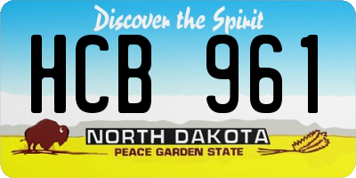 ND license plate HCB961