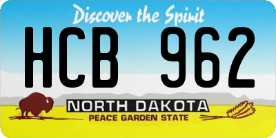 ND license plate HCB962