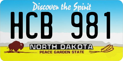 ND license plate HCB981