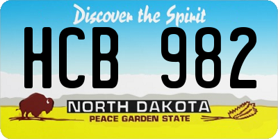 ND license plate HCB982