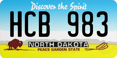 ND license plate HCB983