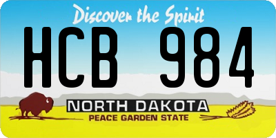 ND license plate HCB984