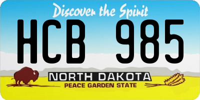 ND license plate HCB985