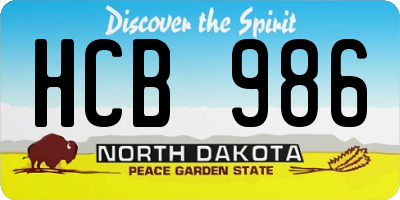 ND license plate HCB986