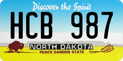 ND license plate HCB987