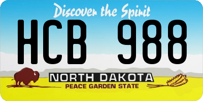 ND license plate HCB988