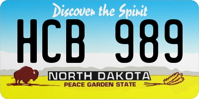 ND license plate HCB989