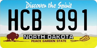 ND license plate HCB991