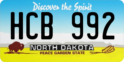 ND license plate HCB992