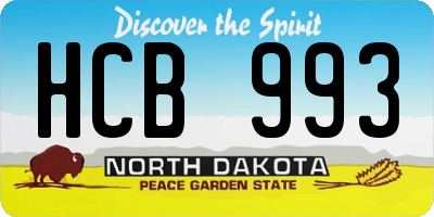 ND license plate HCB993