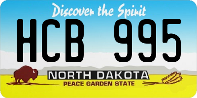 ND license plate HCB995