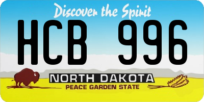 ND license plate HCB996