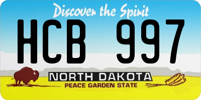 ND license plate HCB997