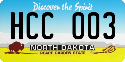 ND license plate HCC003