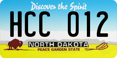 ND license plate HCC012