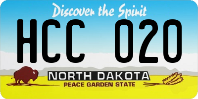 ND license plate HCC020