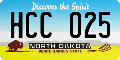 ND license plate HCC025