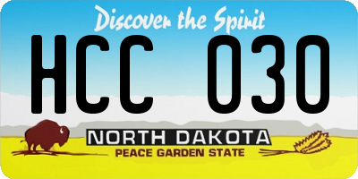 ND license plate HCC030