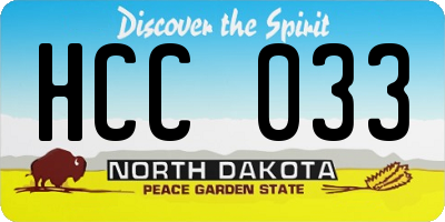 ND license plate HCC033