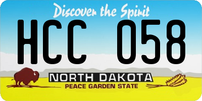 ND license plate HCC058