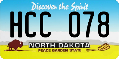 ND license plate HCC078