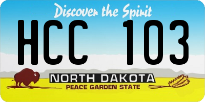 ND license plate HCC103