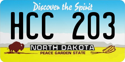 ND license plate HCC203