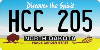 ND license plate HCC205