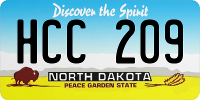 ND license plate HCC209