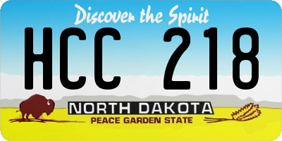 ND license plate HCC218