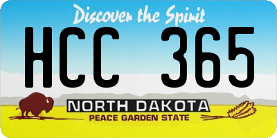 ND license plate HCC365