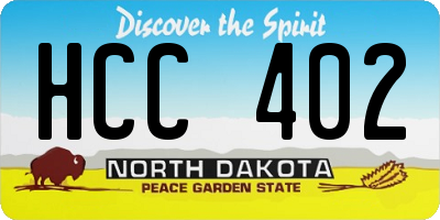 ND license plate HCC402