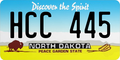 ND license plate HCC445