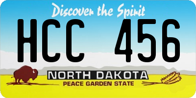 ND license plate HCC456