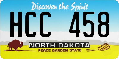 ND license plate HCC458