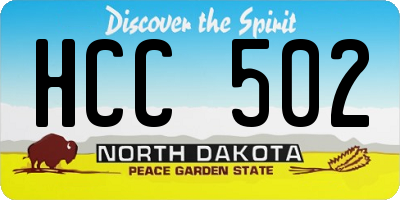 ND license plate HCC502