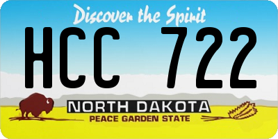 ND license plate HCC722