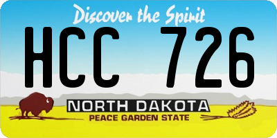 ND license plate HCC726