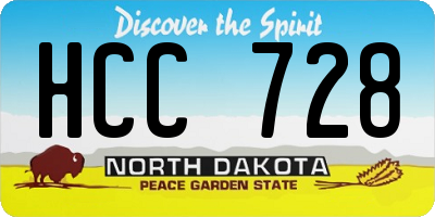 ND license plate HCC728