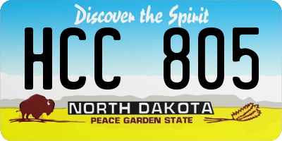 ND license plate HCC805