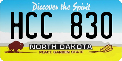 ND license plate HCC830