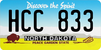 ND license plate HCC833