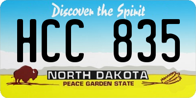 ND license plate HCC835