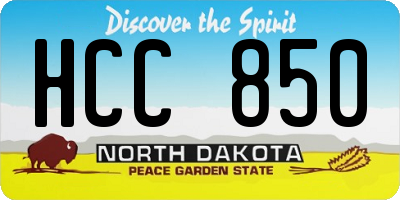 ND license plate HCC850